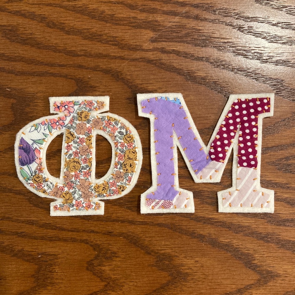 Two Greek Letter Patches Iron on or Sew On